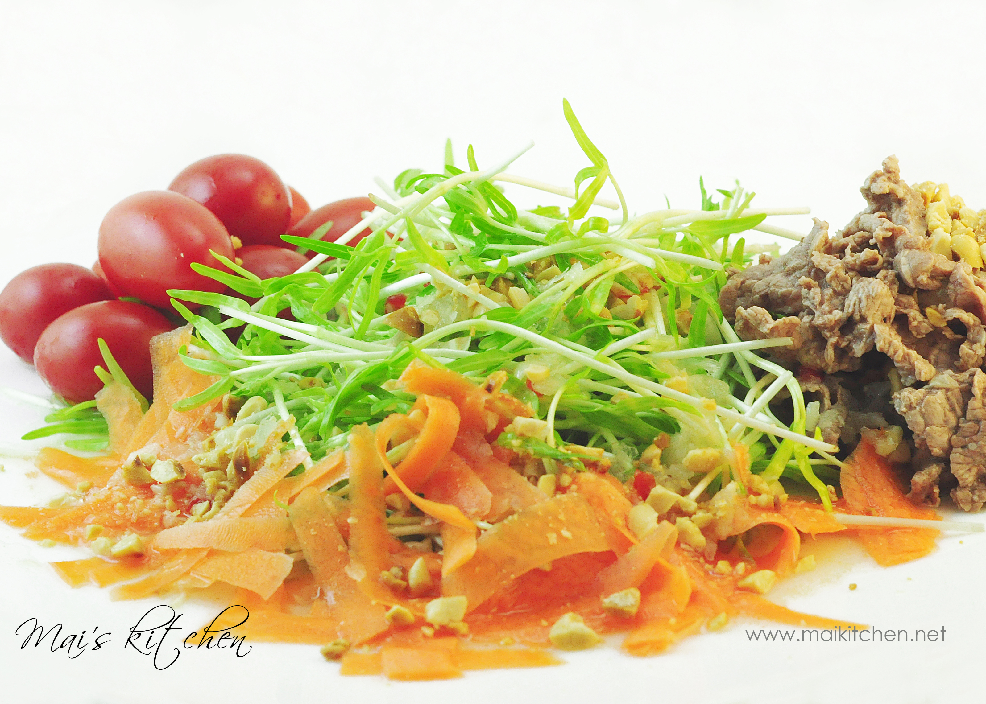  Salad rau mầm thịt bò 